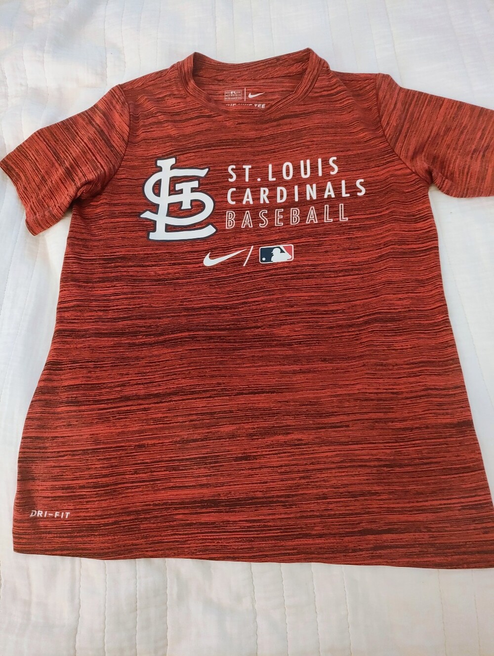 Nike St. Louis Cardinals Youth Small 8 Dri-FIT MLB Baseball Red Heather Tee